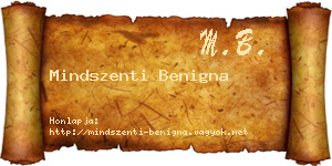 Mindszenti Benigna névjegykártya